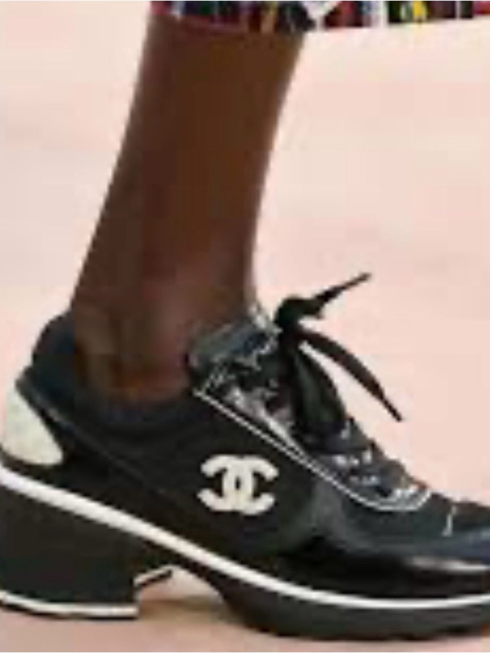 CHANEL Black Women's Leather & Mesh Sneakers